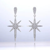 Romantic Topaz Zircon 925 Silver Star Dangle Earrings for Women