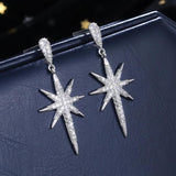 Romantic Topaz Zircon 925 Silver Star Dangle Earrings for Women