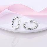 925 Silver Aquamarine Glass Rainbow Stud Earrings