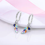 925 Silver Aquamarine Glass Rainbow Stud Earrings