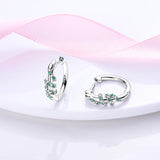 925 Silver Aquamarine Glass Rainbow Stud Earrings