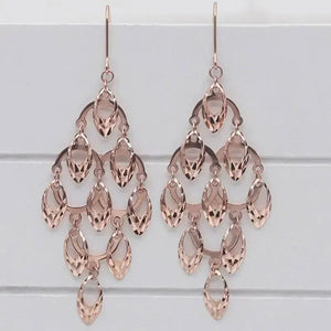 Purple 14K Rose Gold Long Tassel Earrings for Women Wedding Moroccan Jewelry