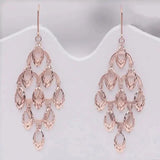 Purple 14K Rose Gold Long Tassel Earrings for Women Wedding Moroccan Jewelry