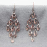 Purple 14K Rose Gold Long Tassel Earrings for Women Wedding Moroccan Jewelry