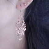 Purple 14K Rose Gold Long Tassel Earrings for Women Wedding Moroccan Jewelry