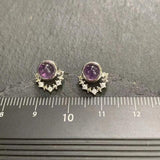 Natural Amethyst Stud Earrings 925 Sterling Silver Vintage Gift