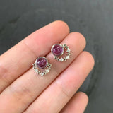 Natural Amethyst Stud Earrings 925 Sterling Silver Vintage Gift