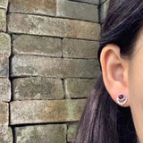 Natural Amethyst Stud Earrings 925 Sterling Silver Vintage Gift