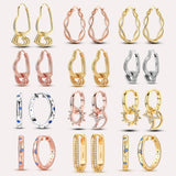 925 Sterling Silver Love Star Earring Heart Hoops Earrings For Women