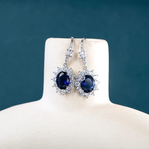 925 Silver Drop Earings Oval Gemstone Lady Party Jewerly Gift