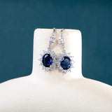 925 Silver Drop Earings Oval Gemstone Lady Party Jewerly Gift