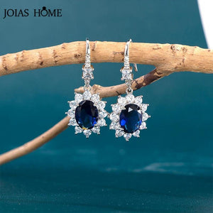 925 Silver Drop Earings Oval Gemstone Lady Party Jewerly Gift
