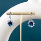 925 Silver Drop Earings Oval Gemstone Lady Party Jewerly Gift