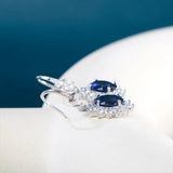 925 Silver Drop Earings Oval Gemstone Lady Party Jewerly Gift