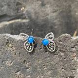 Butterfly Apatite 925 Silver Stud Earrings 1.4ct Ocean Topaz CZ
