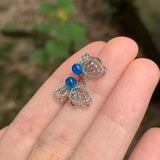 Butterfly Apatite 925 Silver Stud Earrings 1.4ct Ocean Topaz CZ