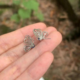 Butterfly Apatite 925 Silver Stud Earrings 1.4ct Ocean Topaz CZ