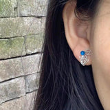Butterfly Apatite 925 Silver Stud Earrings 1.4ct Ocean Topaz CZ