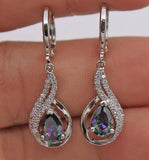 Rainbow Topaz Diamond Earrings 925 Silver Jewelry Gemstone Earring