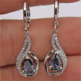 Rainbow Topaz Diamond Earrings 925 Silver Jewelry Gemstone Earring
