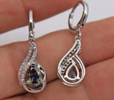 Rainbow Topaz Diamond Earrings 925 Silver Jewelry Gemstone Earring