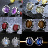 Vintage Amethyst Stud Earring 925 Silver Jewelry Gift