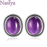 Vintage Amethyst Stud Earring 925 Silver Jewelry Gift