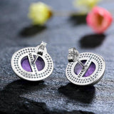 Vintage Amethyst Stud Earring 925 Silver Jewelry Gift