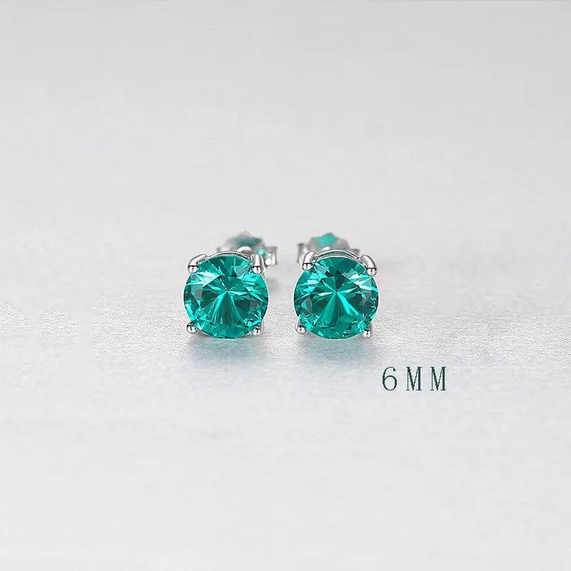 925 Silver Stud Earrings Ruby Emerald Gemstone Ladies Gift