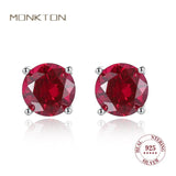 925 Silver Stud Earrings Ruby Emerald Gemstone Ladies Gift