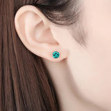 925 Silver Stud Earrings Ruby Emerald Gemstone Ladies Gift
