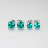 925 Silver Stud Earrings Ruby Emerald Gemstone Ladies Gift