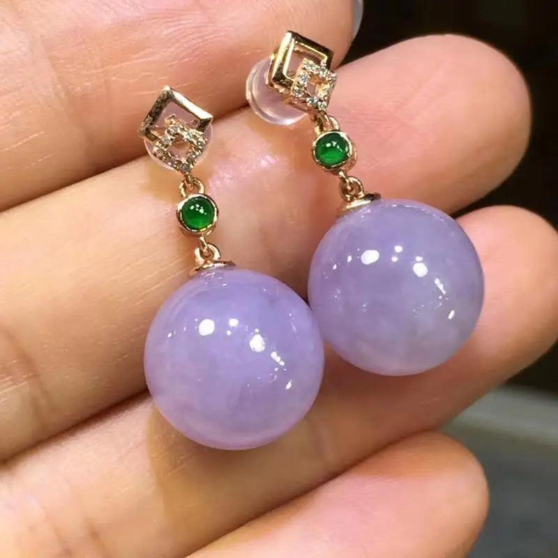 Ice Violet Chalcedony Diamond Earrings Set