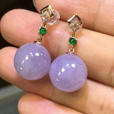 Ice Violet Chalcedony Diamond Earrings Set