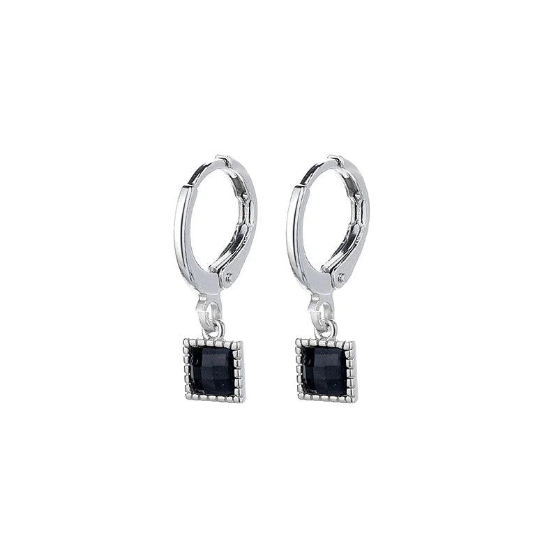 925 Silver Agate Earrings - Simple & Fashionable Geometric Design