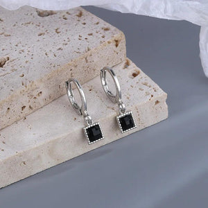 925 Silver Agate Earrings - Simple & Fashionable Geometric Design