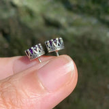 5MM Amethyst Stud Earrings 925 Sterling Silver Vintage Femme Gift