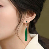 Chrysoprase Leaf Earrings for Women Retro Wedding Jewelry