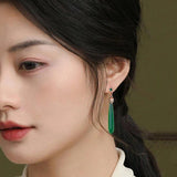 Chrysoprase Leaf Earrings for Women Retro Wedding Jewelry