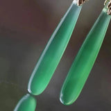 Chrysoprase Leaf Earrings for Women Retro Wedding Jewelry