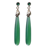Chrysoprase Leaf Earrings for Women Retro Wedding Jewelry