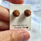 Brown Rudraksha Bead Earrings Natural Hook Jewelry Wedding