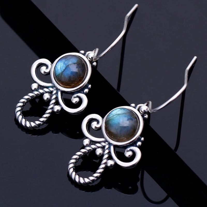 Labradorite Drop Earrings Sterling Silver Boho Style Gift Earrings