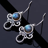 Labradorite Drop Earrings Sterling Silver Boho Style Gift Earrings