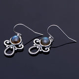 Labradorite Drop Earrings Sterling Silver Boho Style Gift Earrings