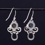 Labradorite Drop Earrings Sterling Silver Boho Style Gift Earrings