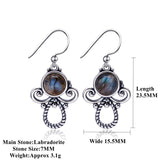 Labradorite Drop Earrings Sterling Silver Boho Style Gift Earrings