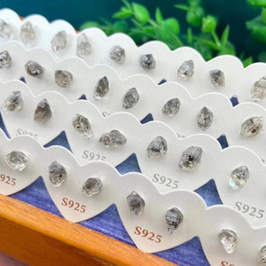 Herkimer Diamond Quartz Stone Stud Earrings Lucky Energy
