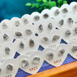 Herkimer Diamond Quartz Stone Stud Earrings Lucky Energy