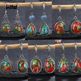 925 Silver Emperor Stone Earrings Vintage Irregular Oval Cut Classic Jewelry